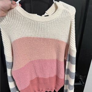 Who What Wear Pink and Cream Striped Sweater